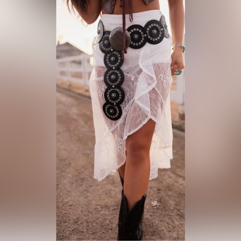 Western Bohemian Black and Turquoise Disc Belt